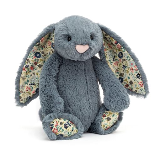 Peluche Lapin fleuri, bleu gris - Jellycat galerie alréenne auray 56